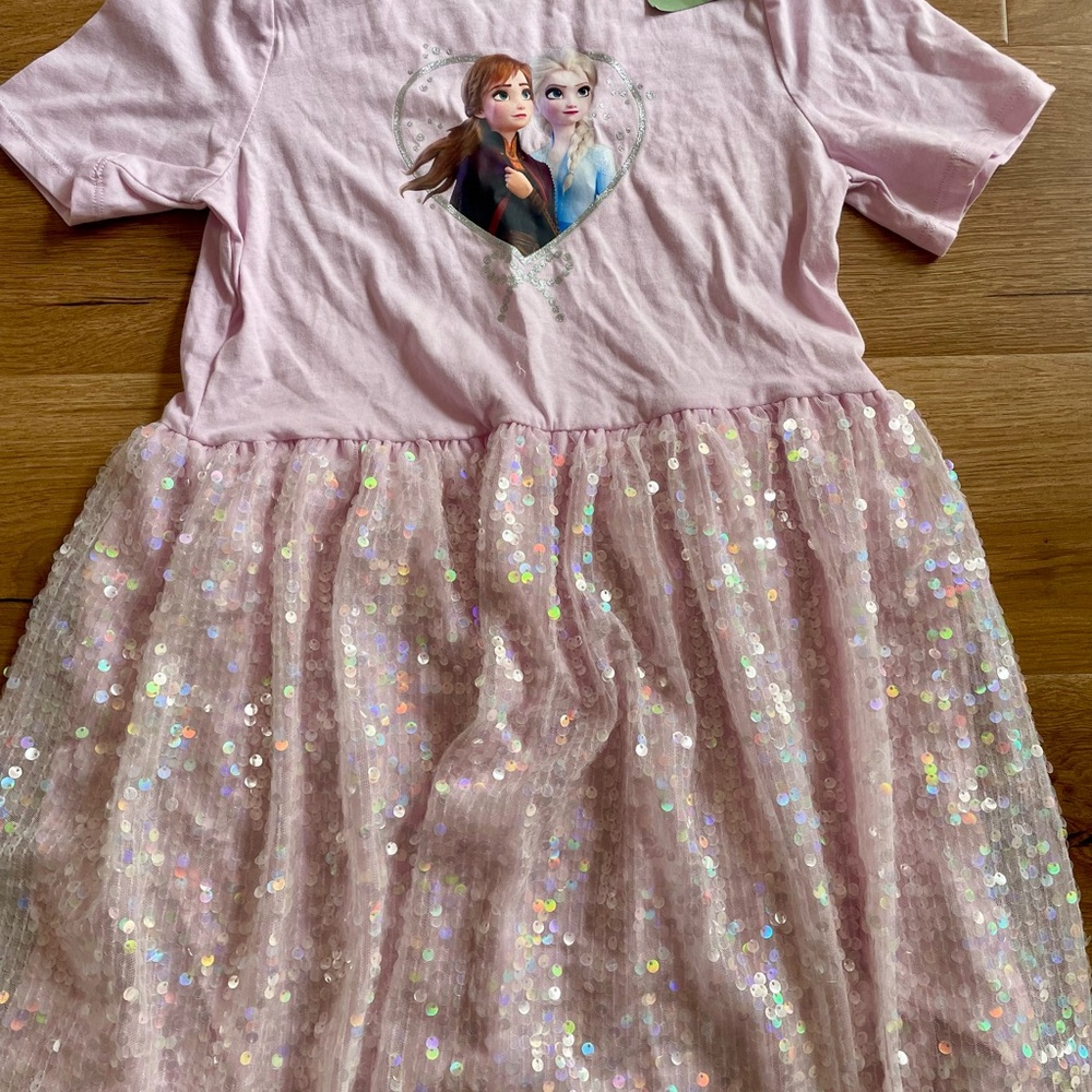 Frozen Sequin Dress with Heart Graphic